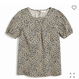 J CREW Puff Sleeve Leopard Top